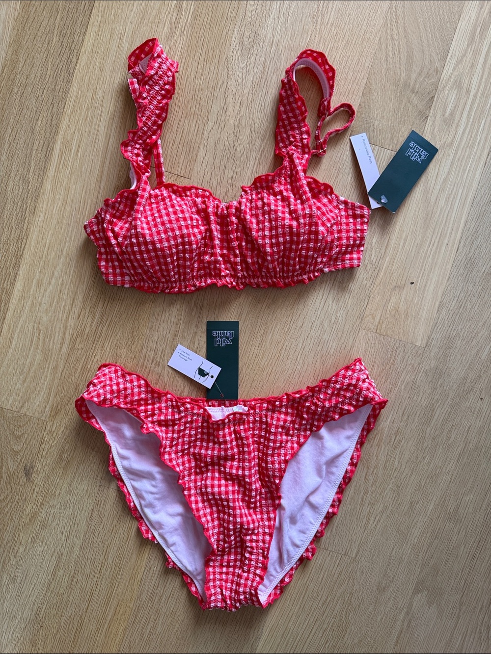 NWT wild fable Red Gingham Ruffle Bikini